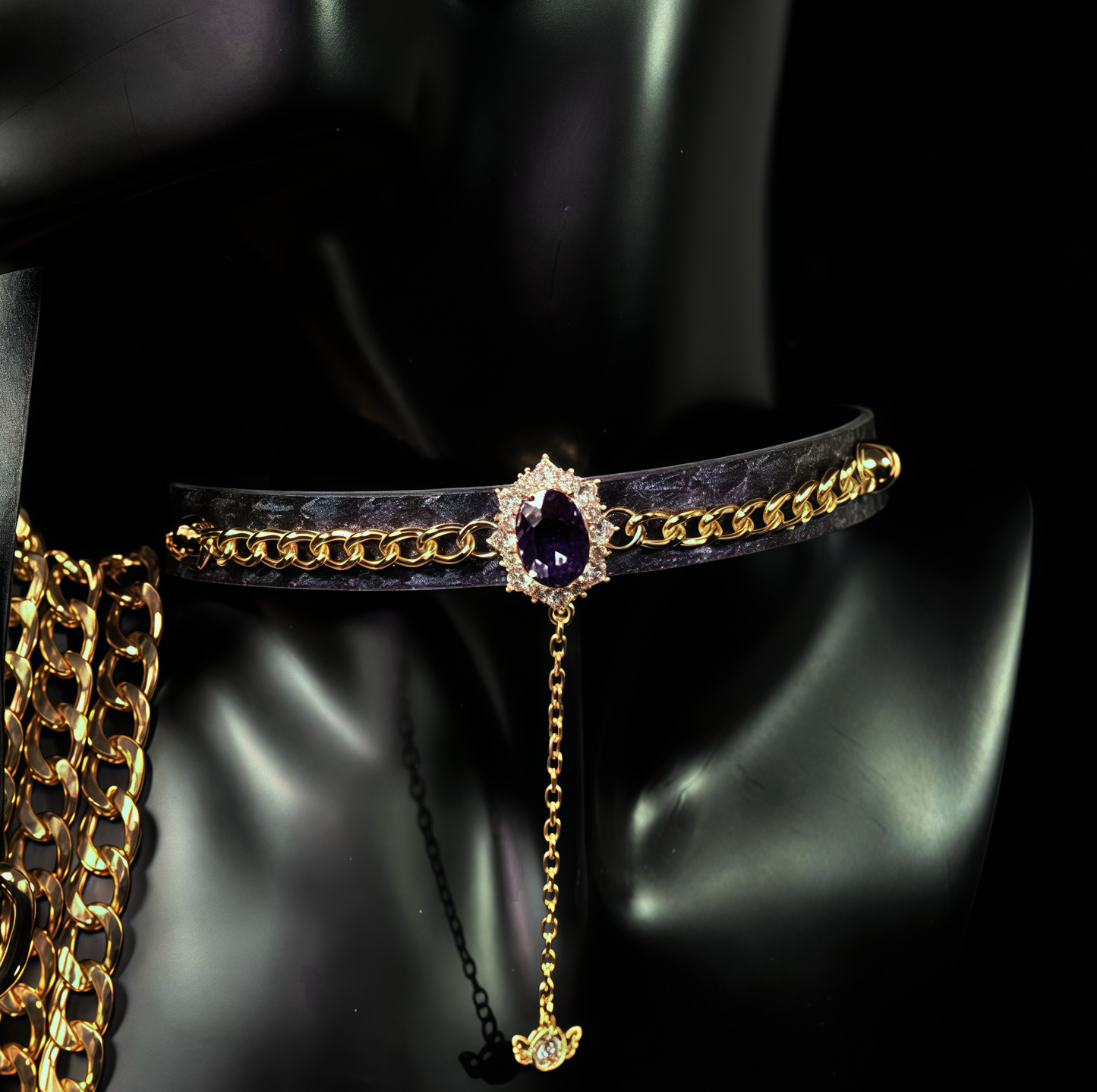 Midnight Gem Leather Choker