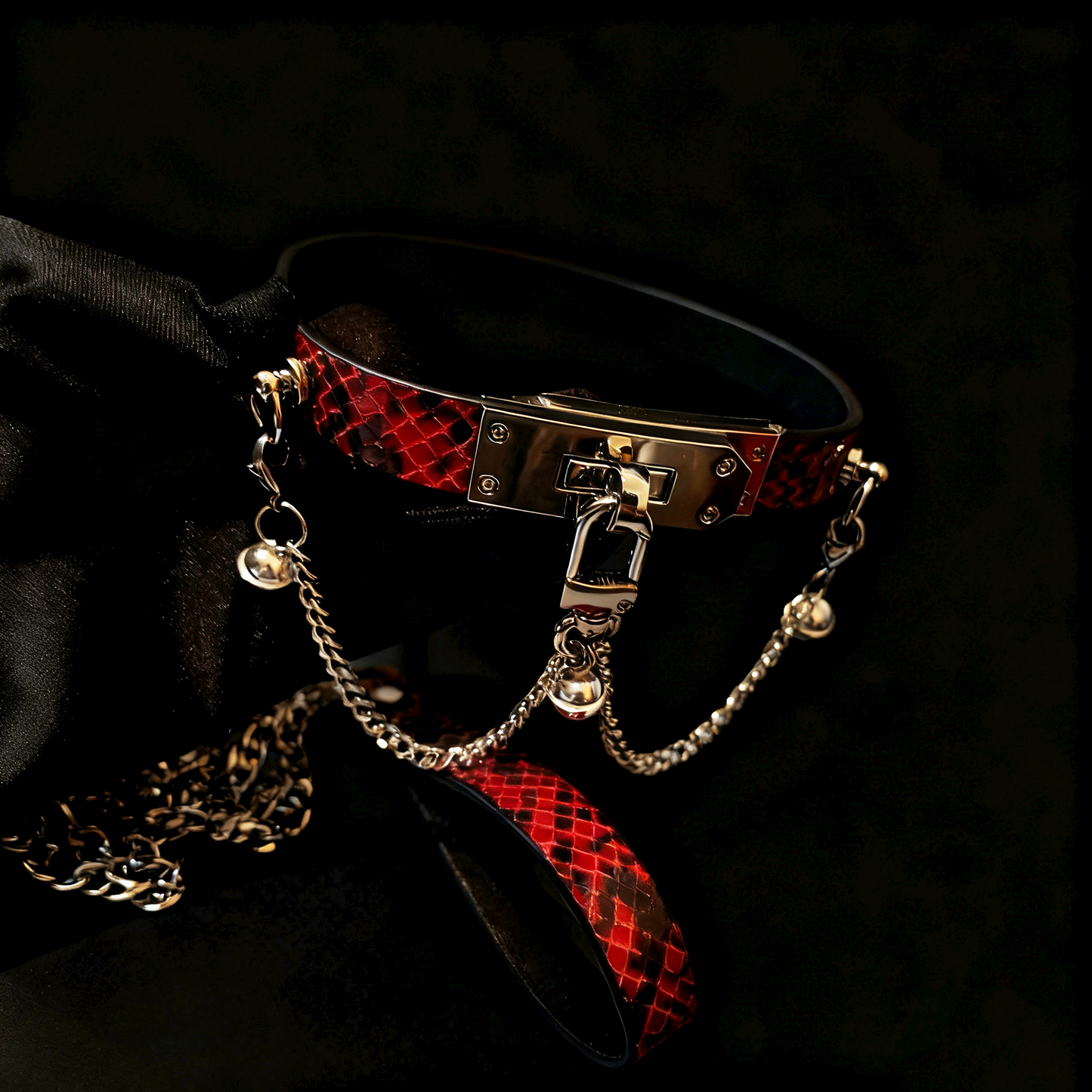 Opulent Snake Print Lock Choker