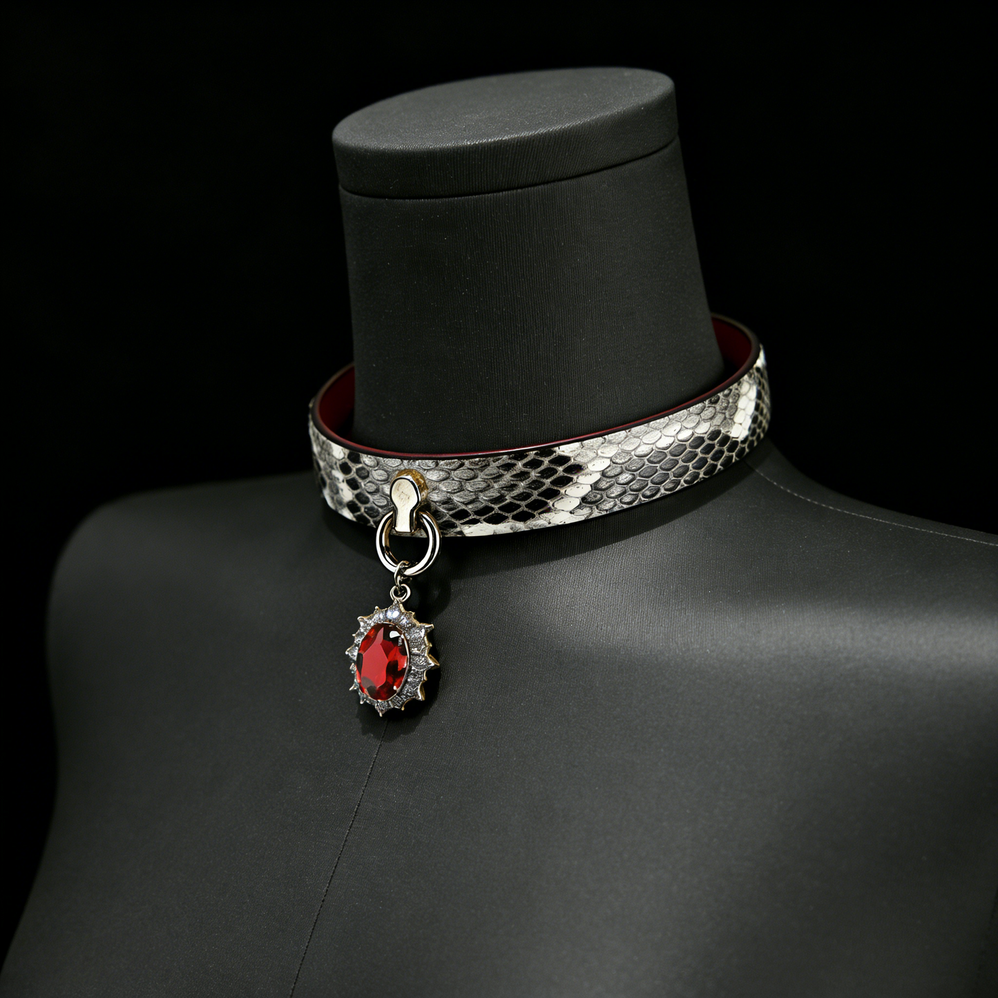 Snake Print Ruby Pendant Choker
