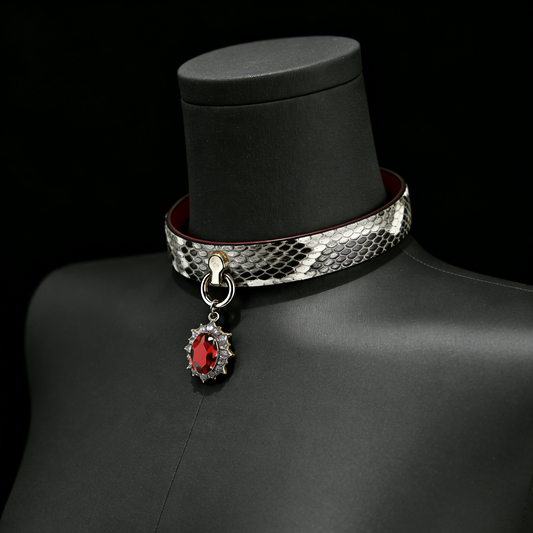 Snake Print Ruby Pendant Choker