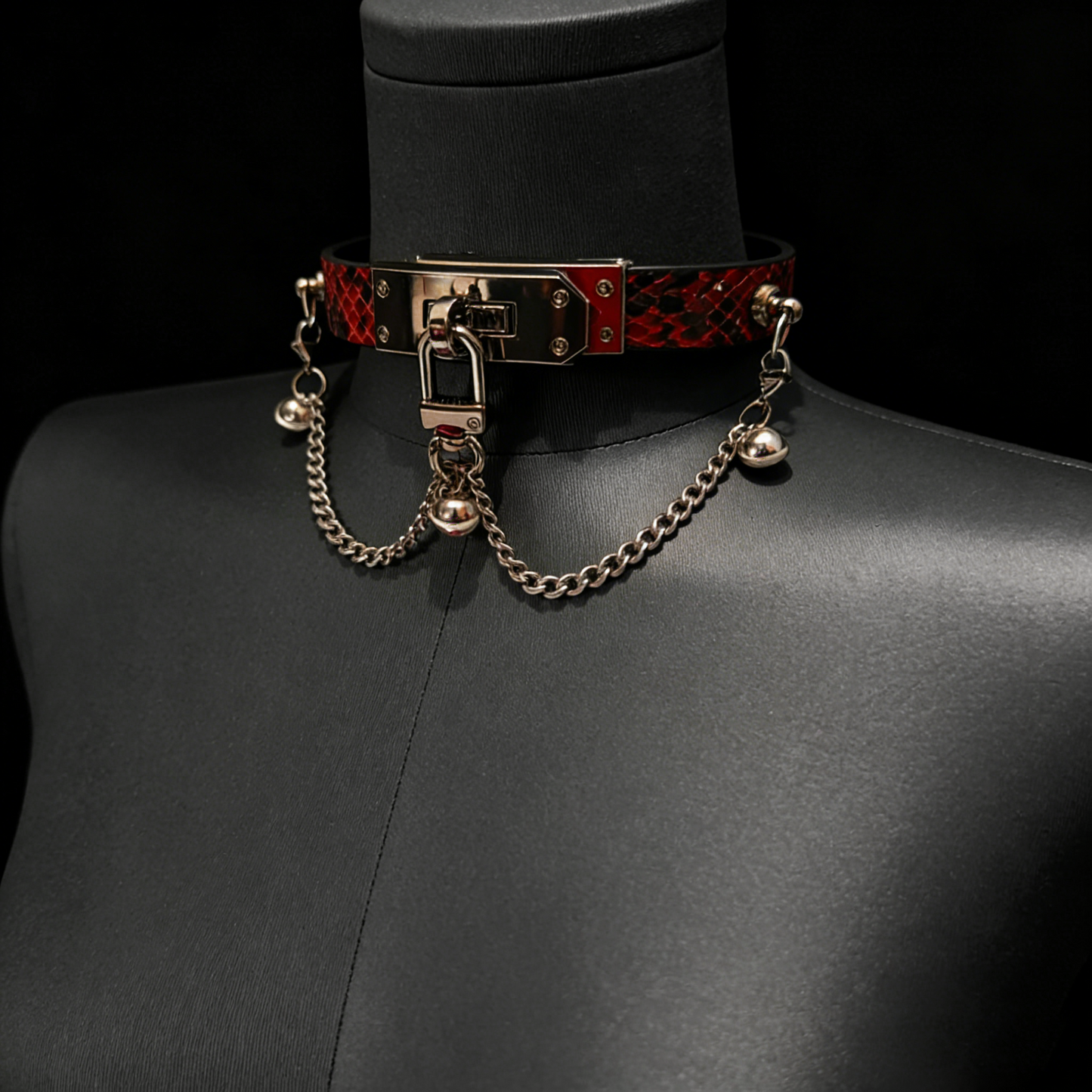 Opulent Snake Print Lock Choker