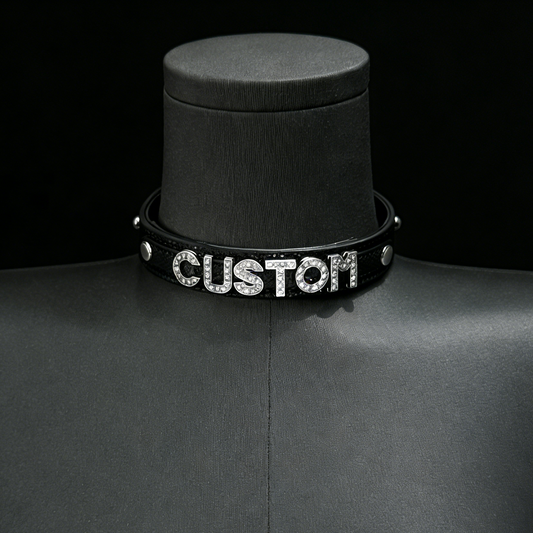 Personalized Rhinestone Letter Choker Necklace – Custom Name Collar Jewelry