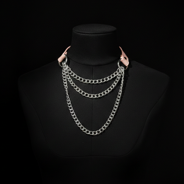 Cascade Chain Leather Choker