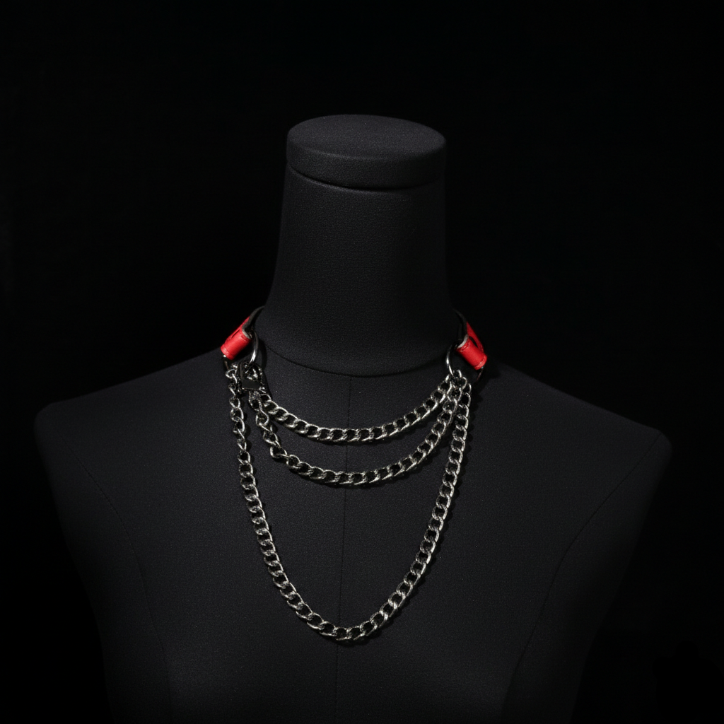 Cascade Chain Leather Choker