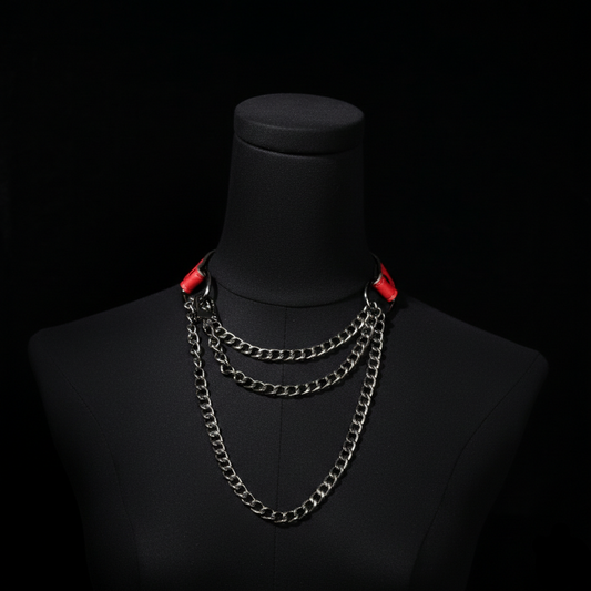 Cascade Chain Leather Choker