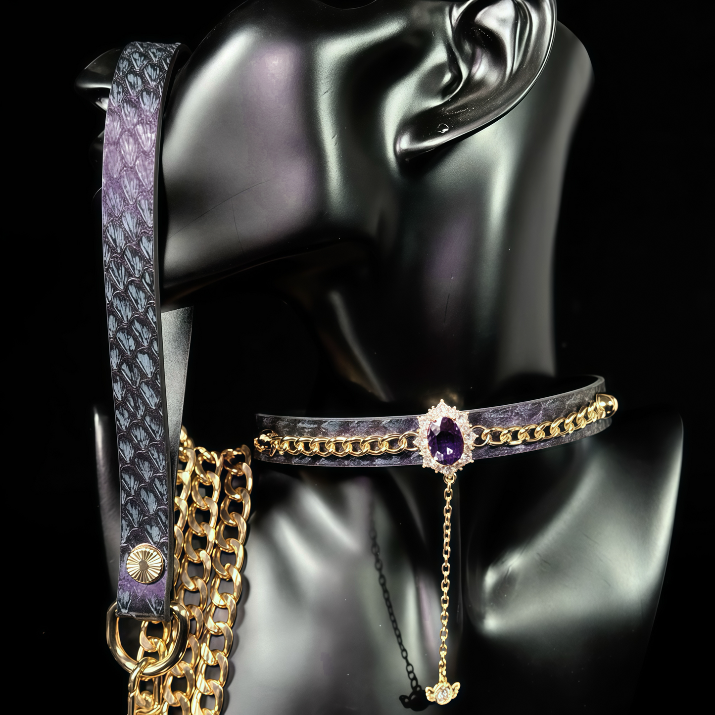 Midnight Gem Leather Choker
