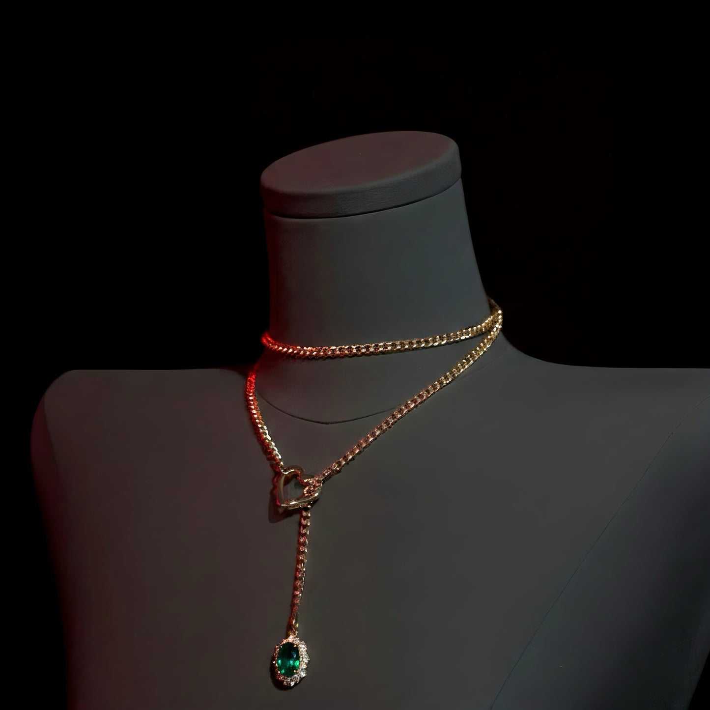 Crimson Heart Chain Necklace