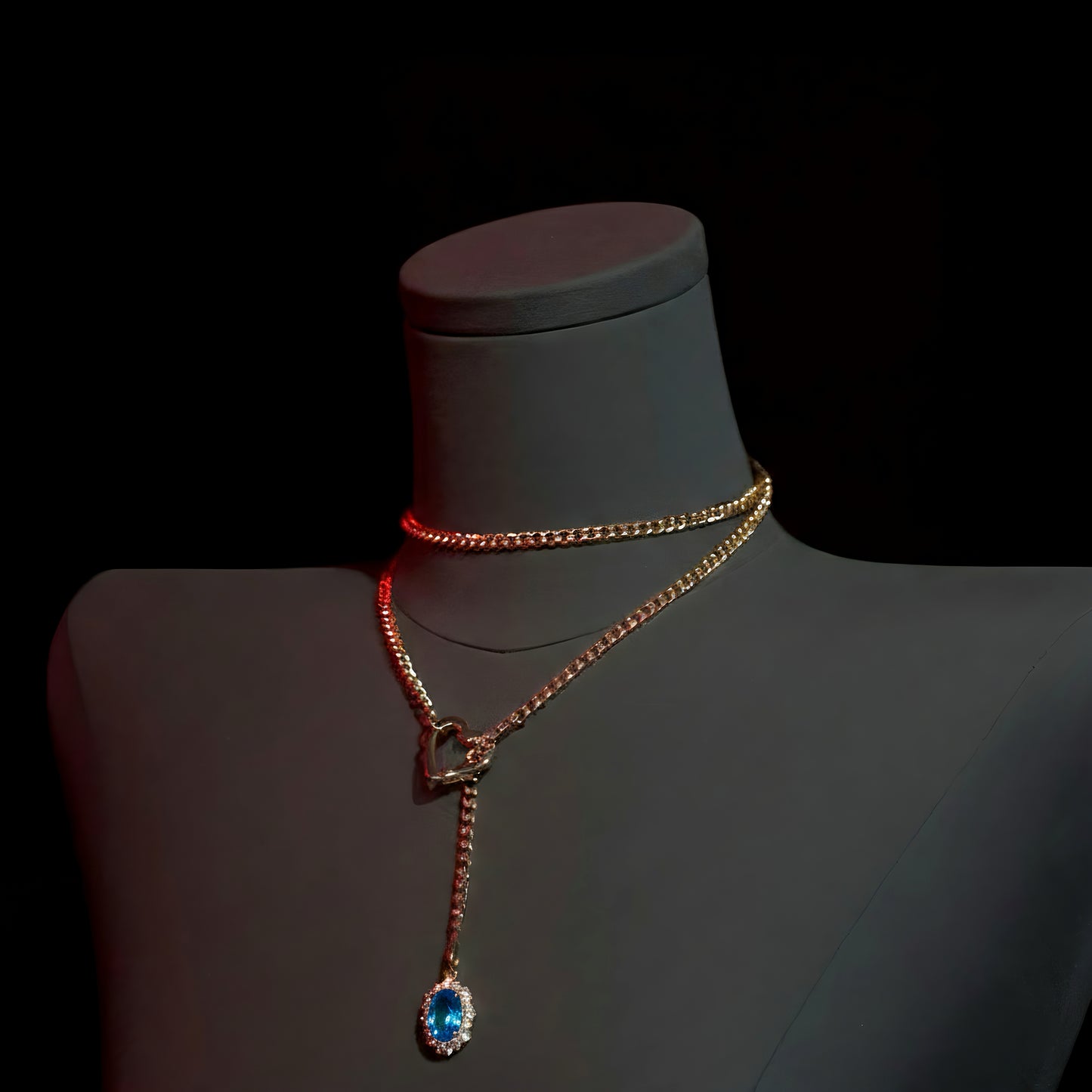 Crimson Heart Chain Necklace