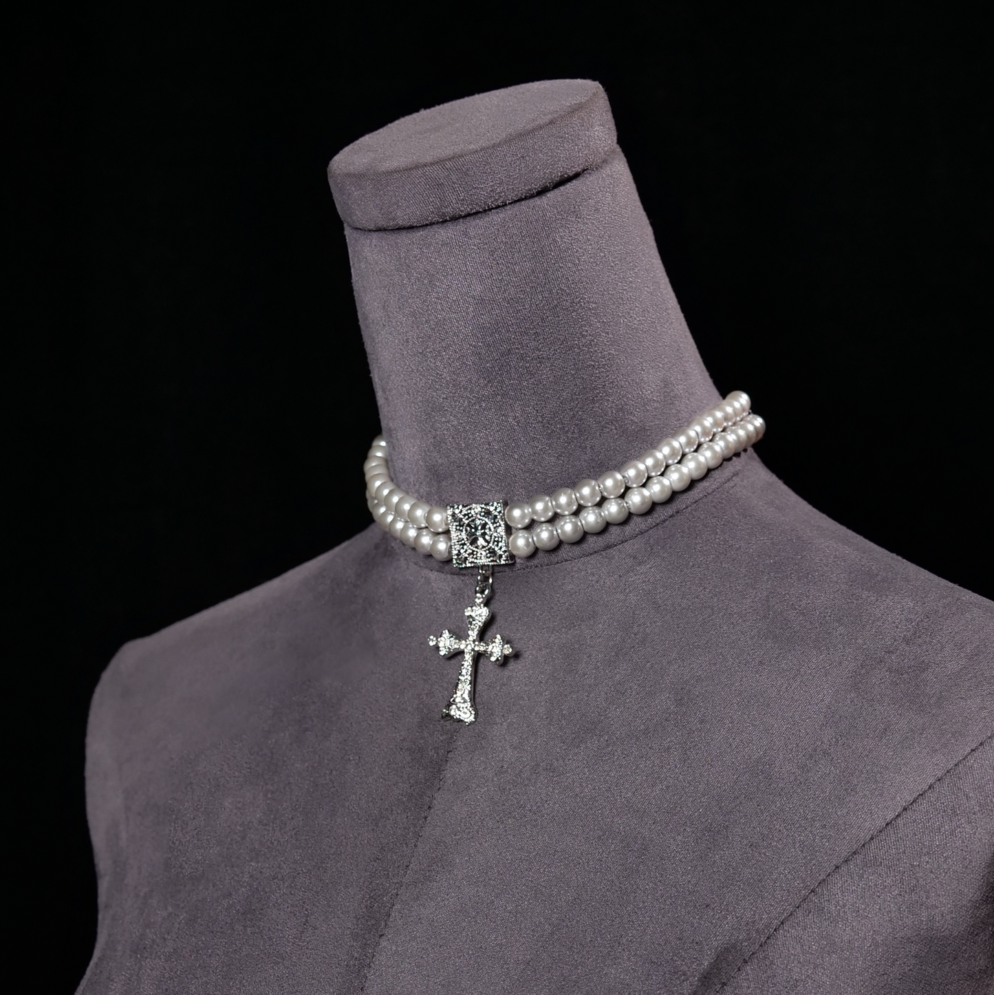 Vintage Cross Pearl Necklace