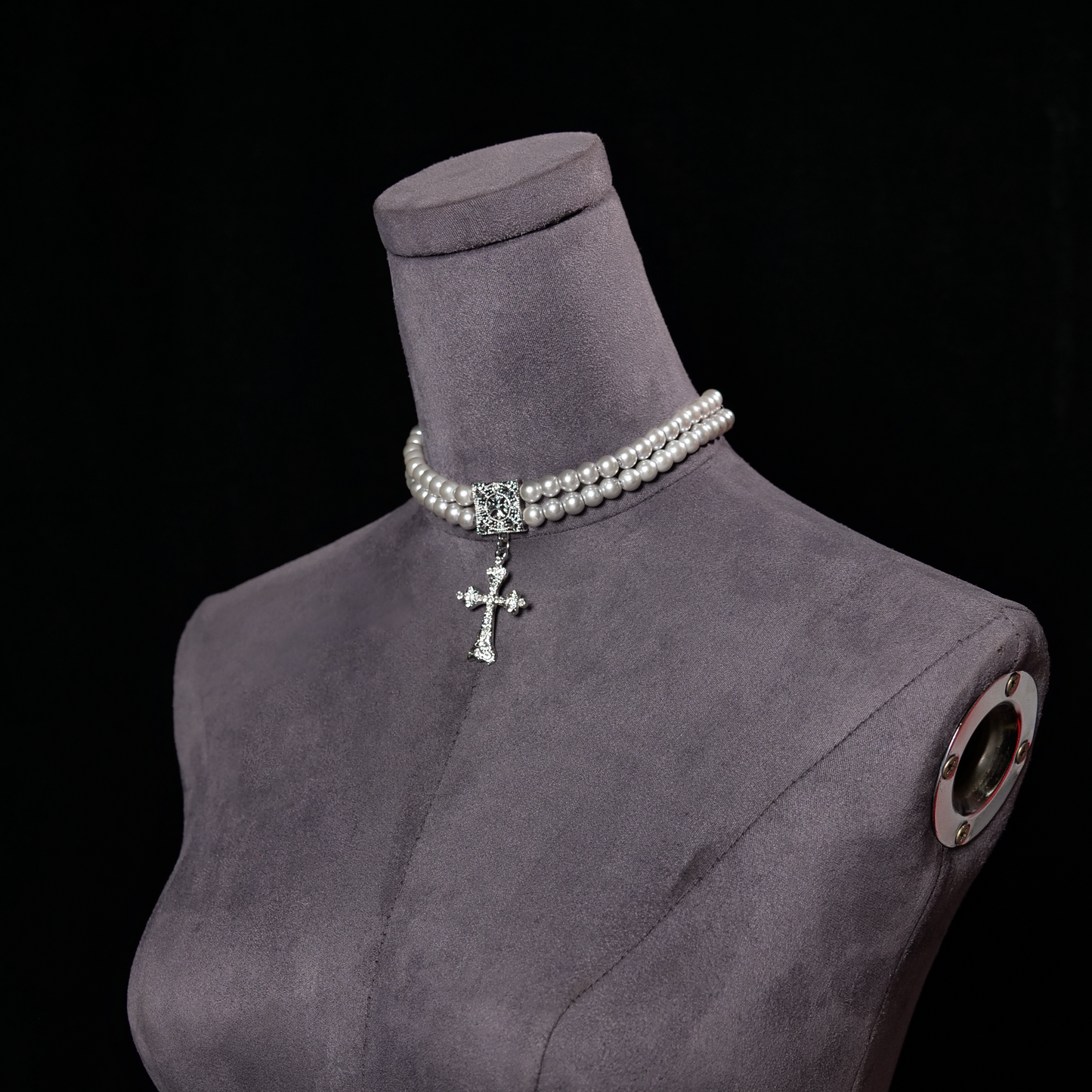Vintage Cross Pearl Necklace