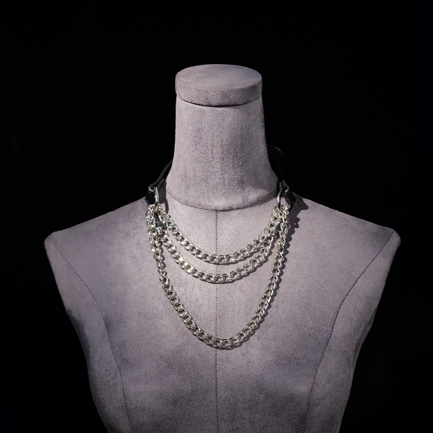 Cascade Chain Leather Choker