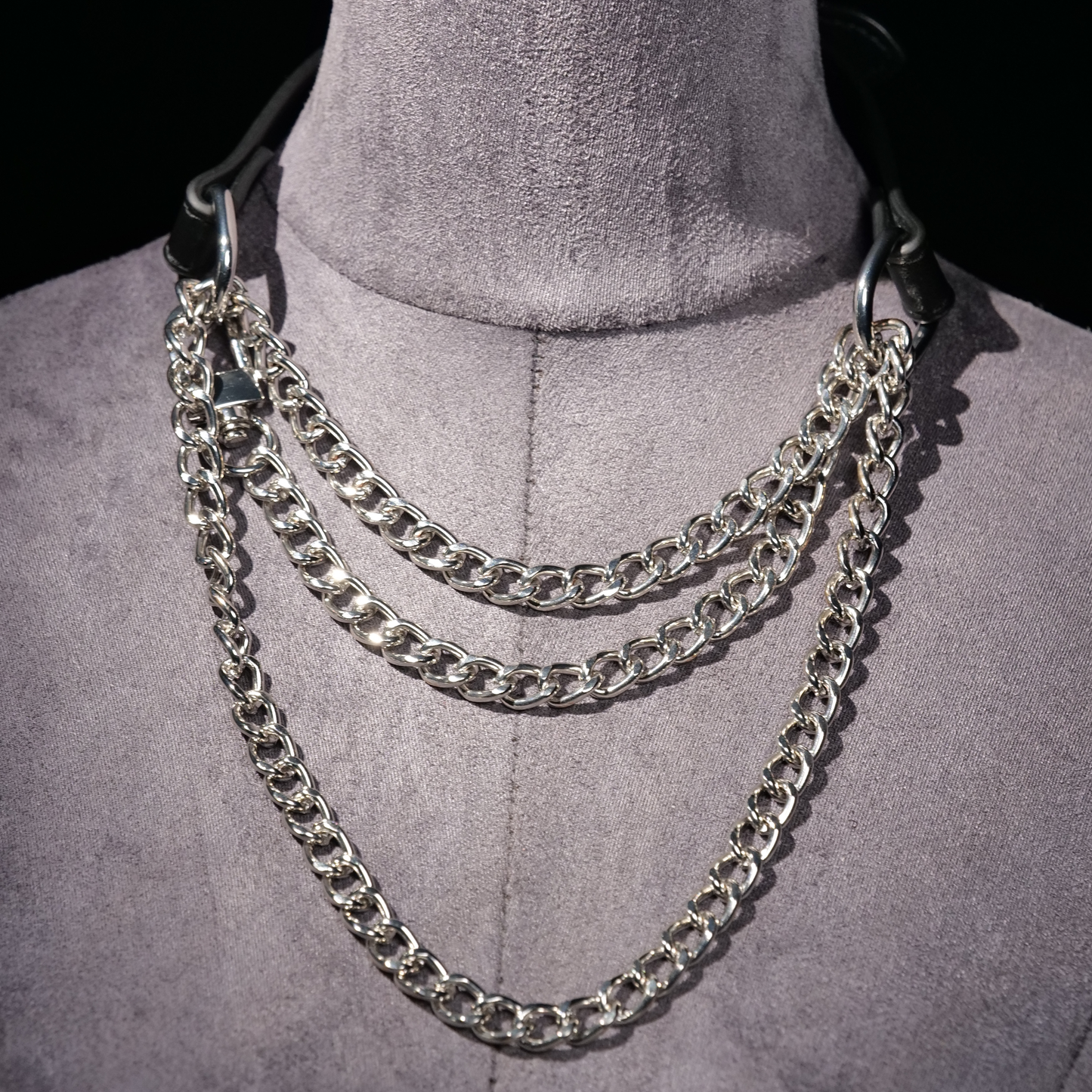 Cascade Chain Leather Choker