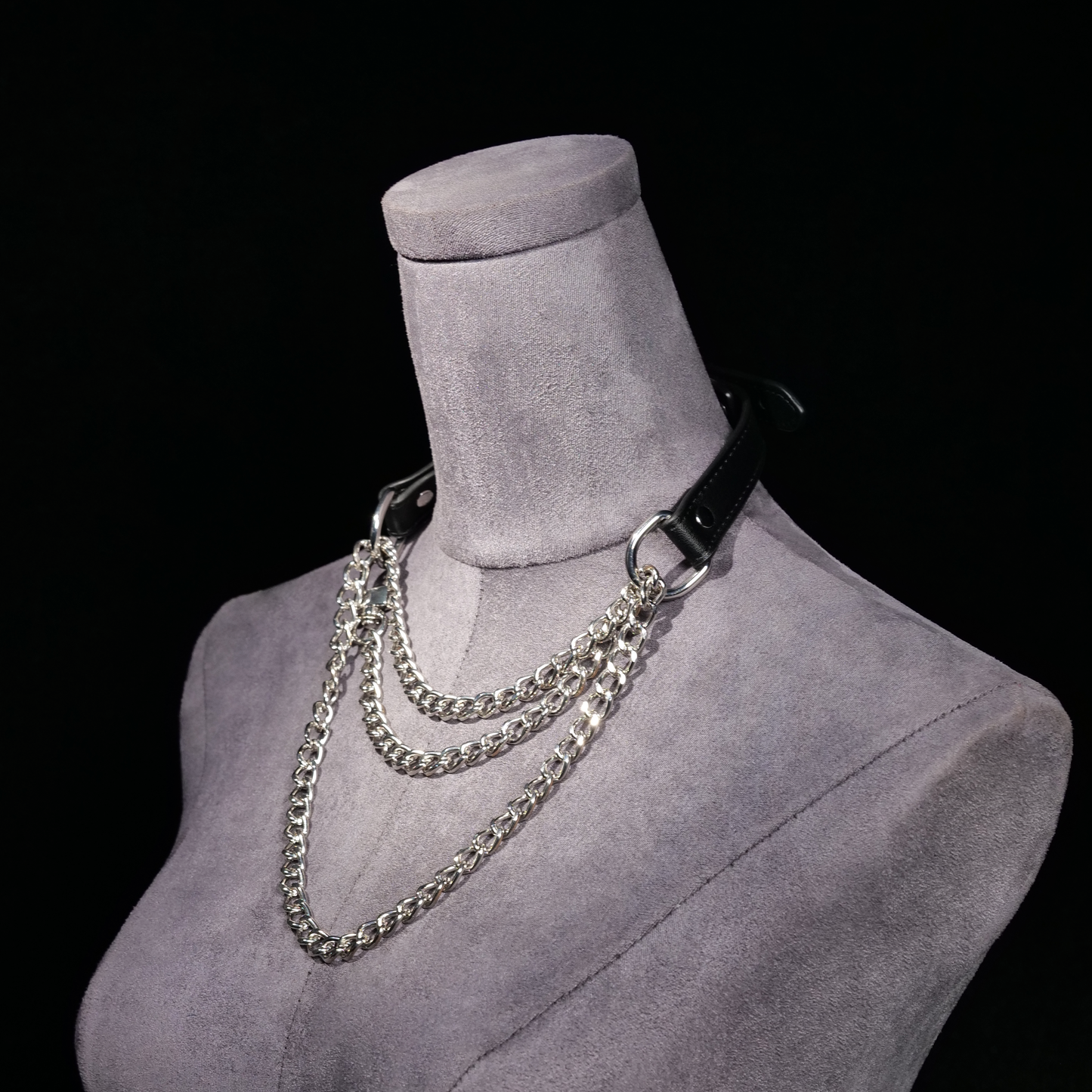 Cascade Chain Leather Choker