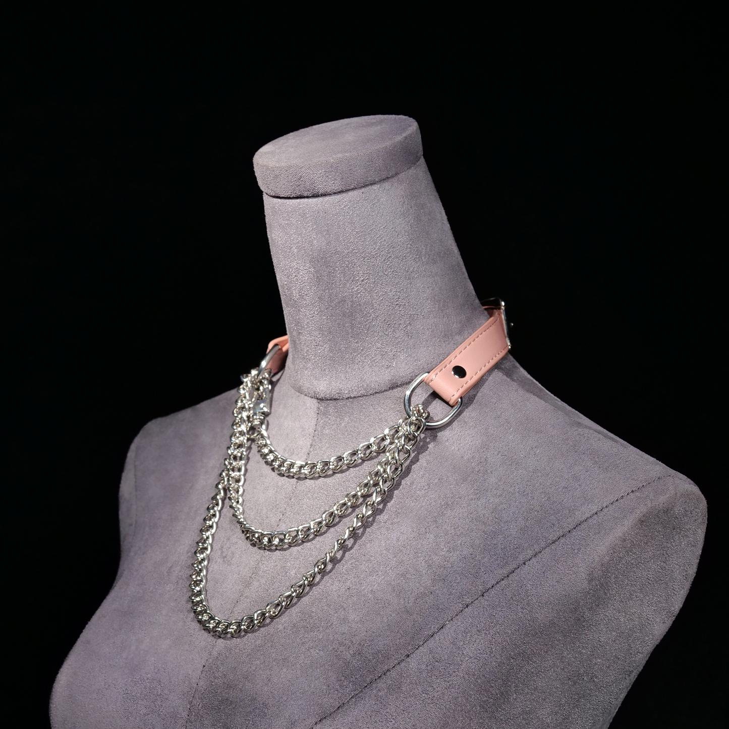 Cascade Chain Leather Choker
