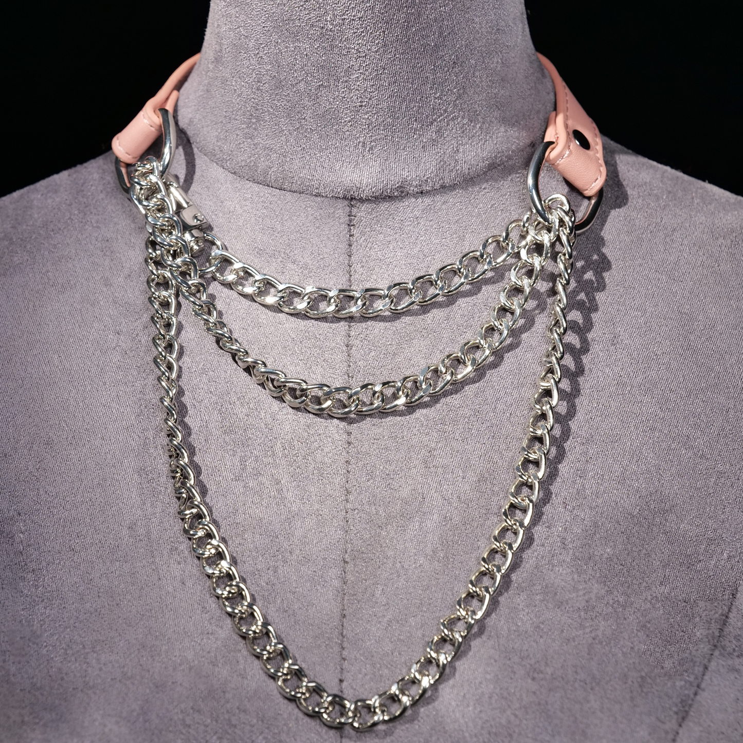Cascade Chain Leather Choker