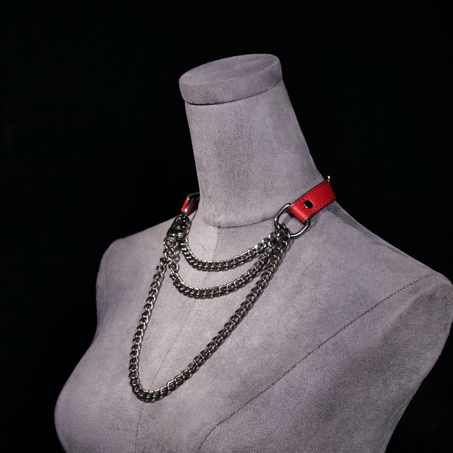 Cascade Chain Leather Choker