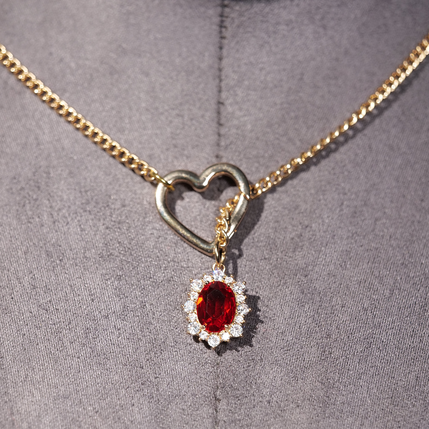 Crimson Heart Chain Necklace