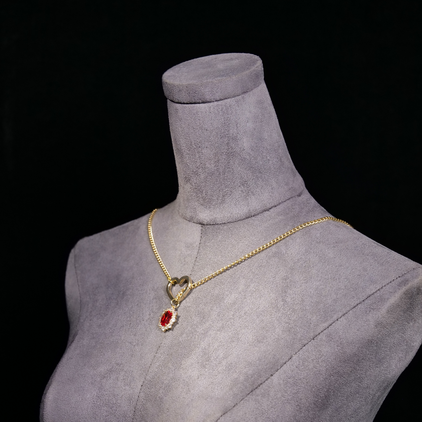 Crimson Heart Chain Necklace