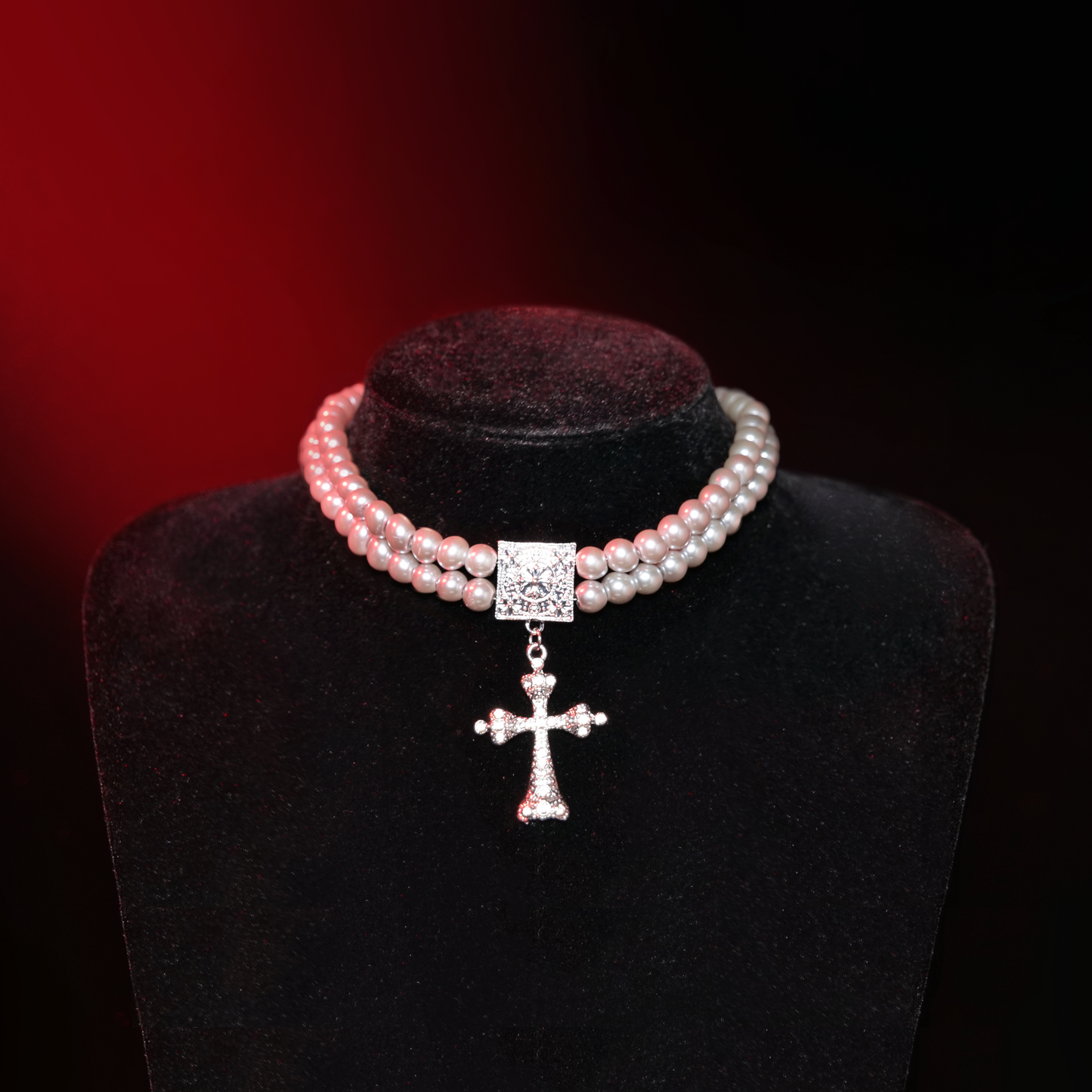 Vintage Cross Pearl Necklace