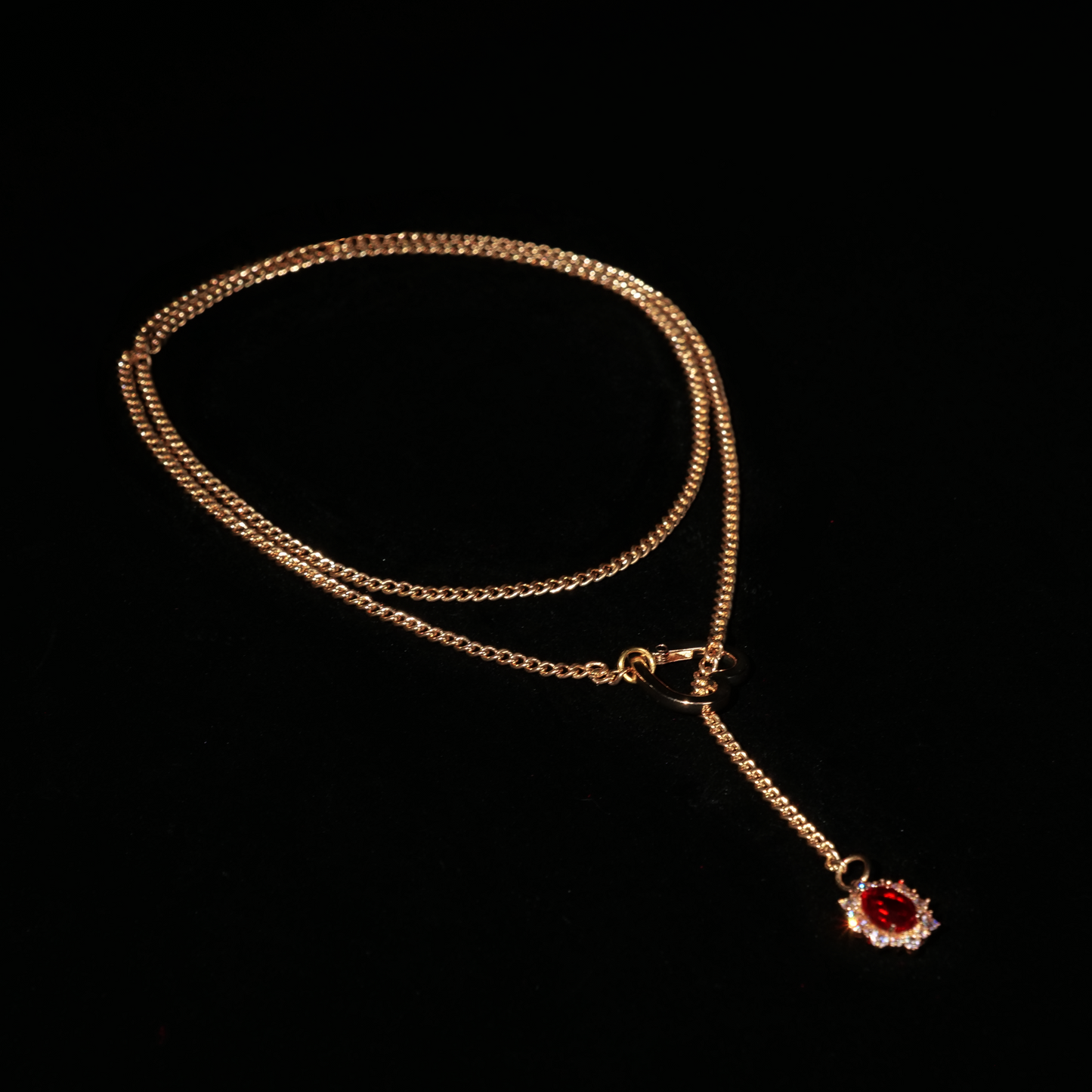 Crimson Heart Chain Necklace