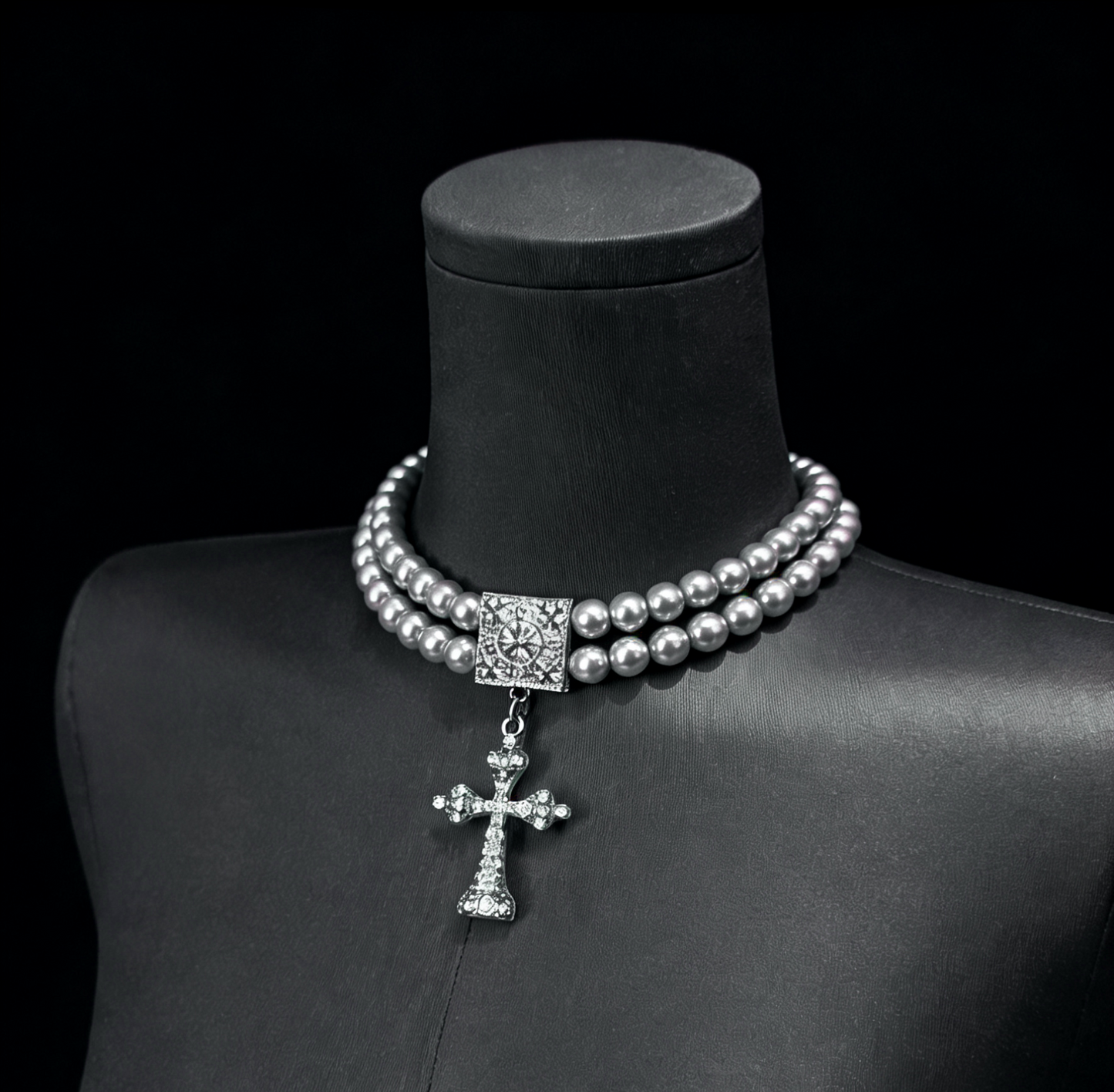 Vintage Cross Pearl Necklace