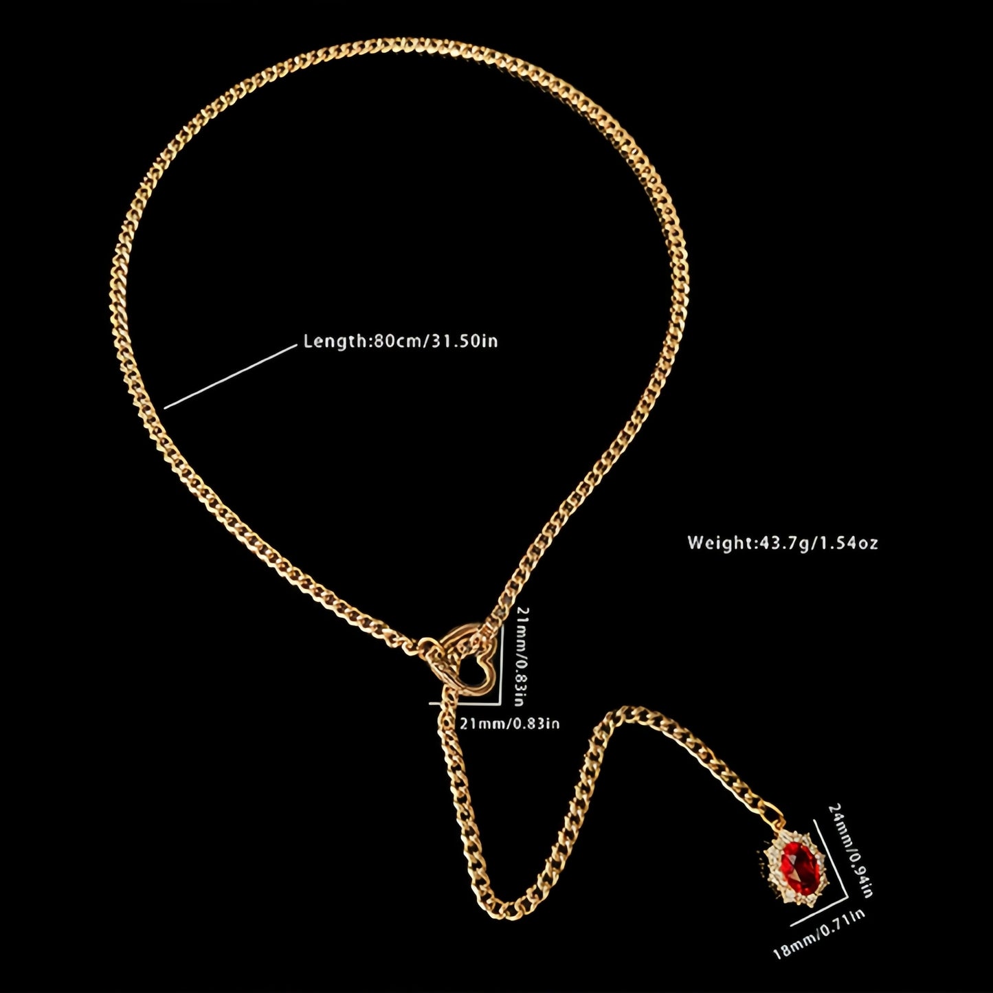 Crimson Heart Chain Necklace